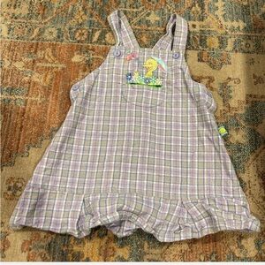 Vintage Y2K Sesame Street big bird toddler girls overall dress